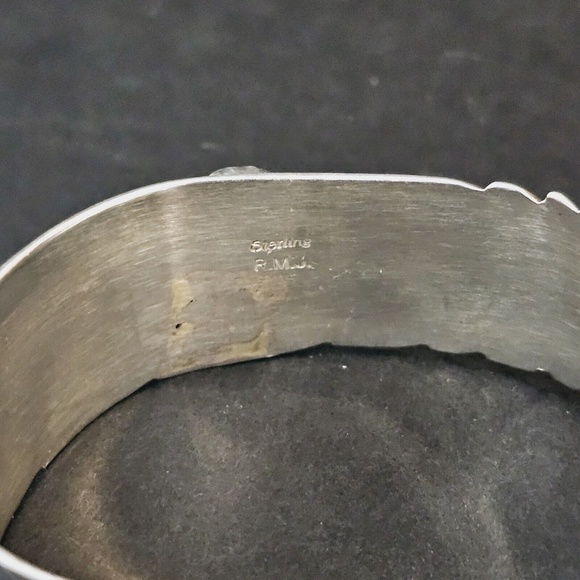 Vintage Robert Johnson RMJ Navajo Sterling Azurite Cuff Bracelet - Picture 15 of 16